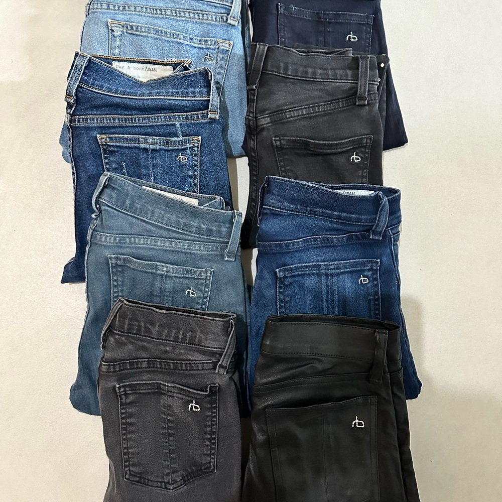 8 Rag and bone pairs of jeans Sizes 24-25 skinny jeans - Assorted Colors